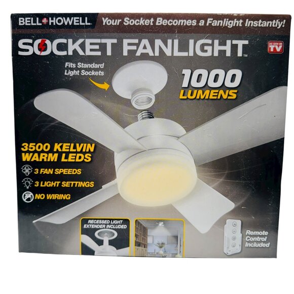 Bell & Howell Socket Fanlight With Remote Control Included - Picture 1 of 6